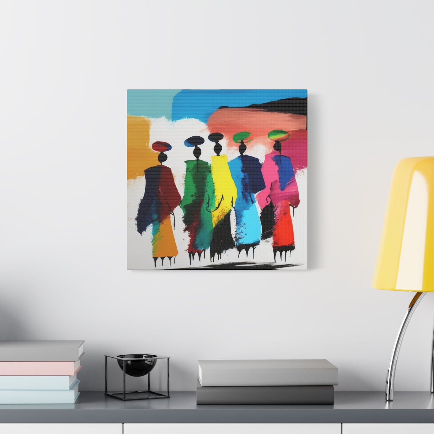 Tableau: Célébration en Mouvement – Art abstrait afro-coloré contemporain