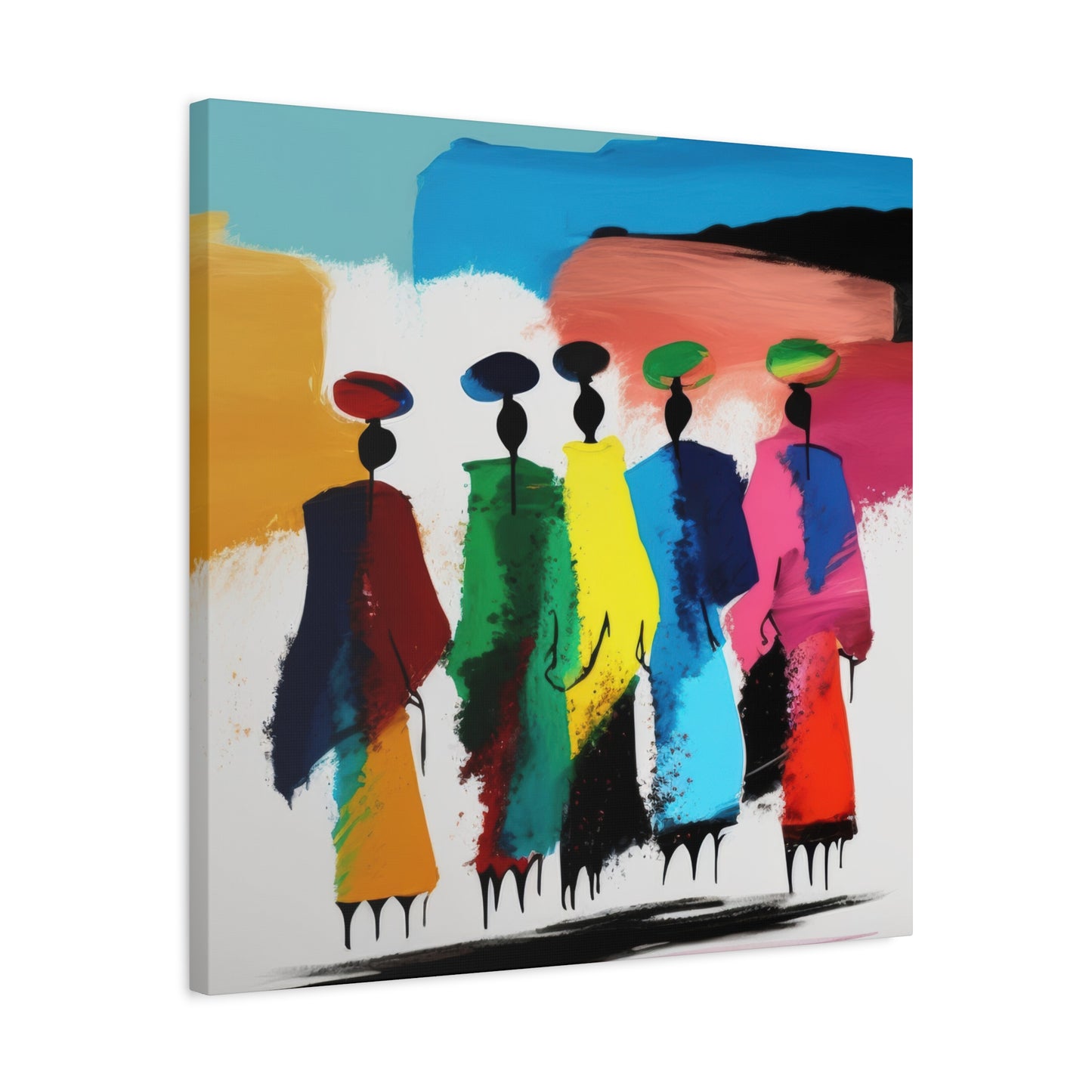 Tableau: Célébration en Mouvement – Art abstrait afro-coloré contemporain