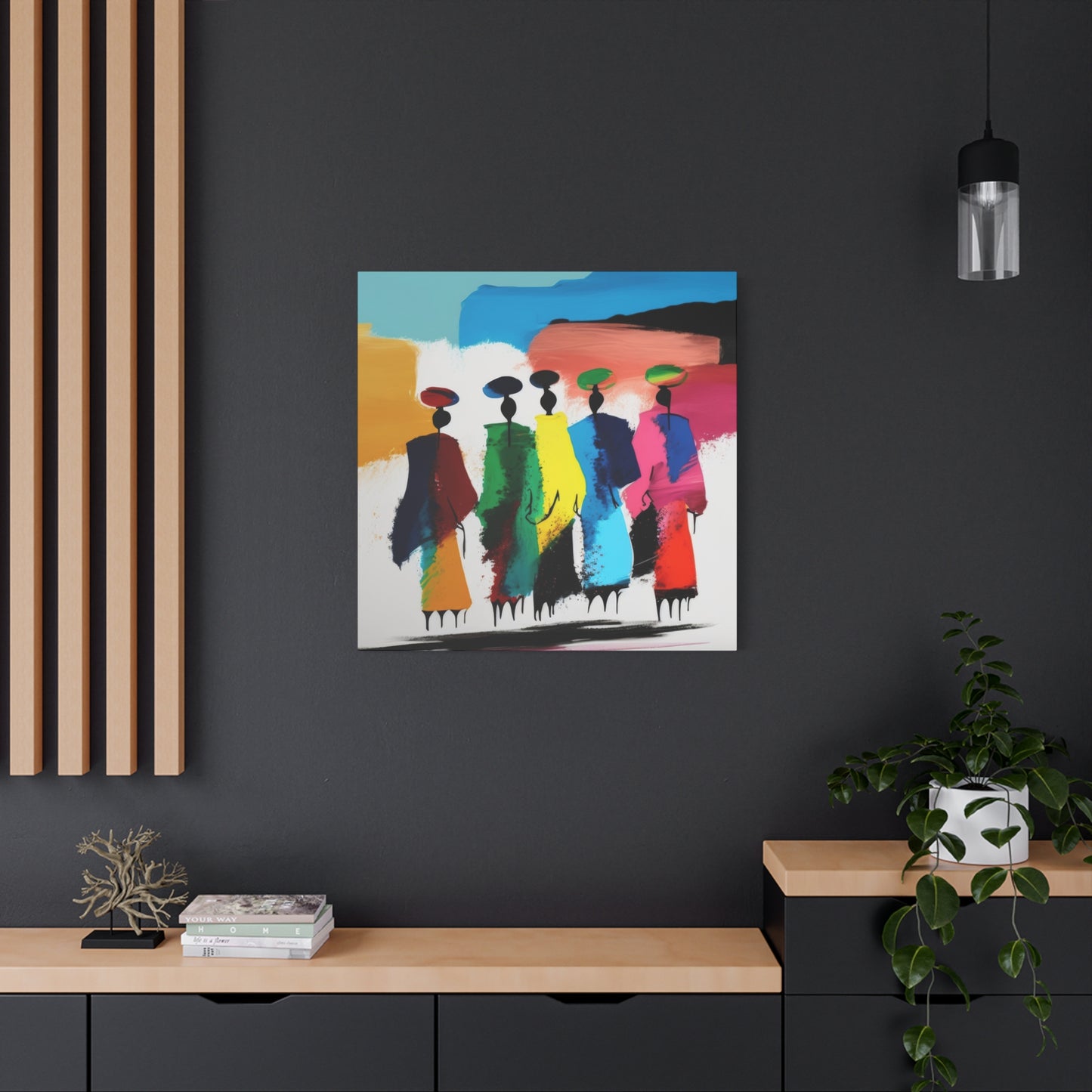 Tableau: Célébration en Mouvement – Art abstrait afro-coloré contemporain
