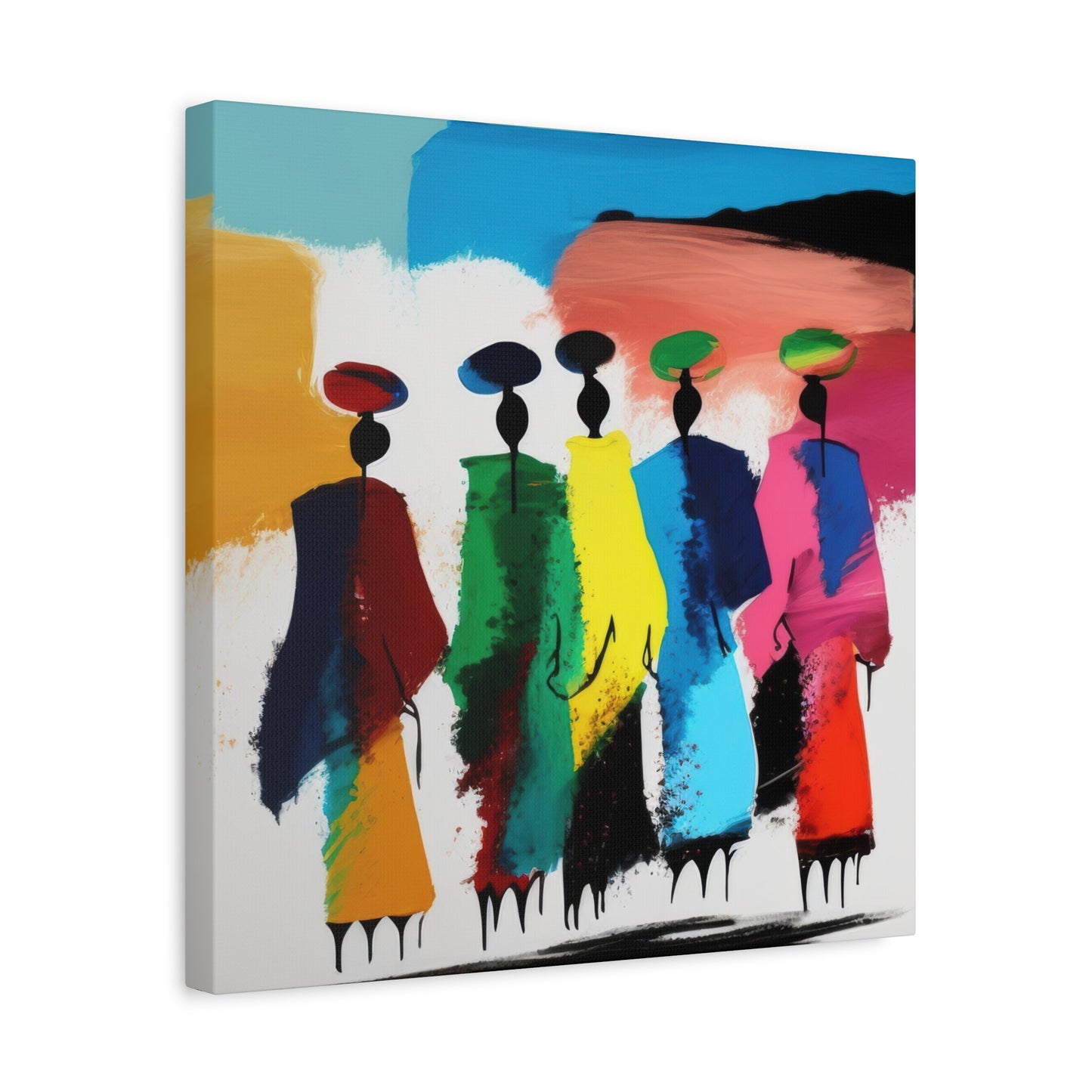Tableau: Célébration en Mouvement – Art abstrait afro-coloré contemporain
