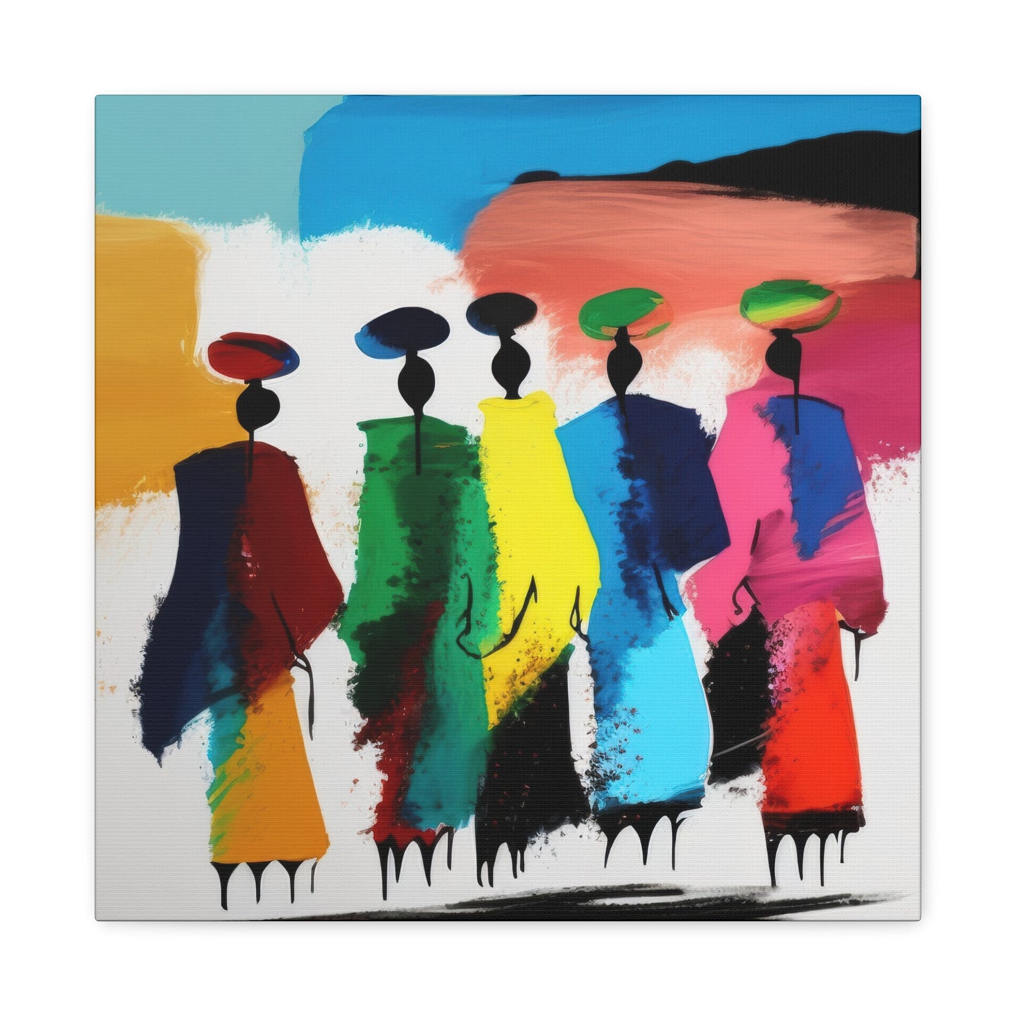 Tableau: Célébration en Mouvement – Art abstrait afro-coloré contemporain