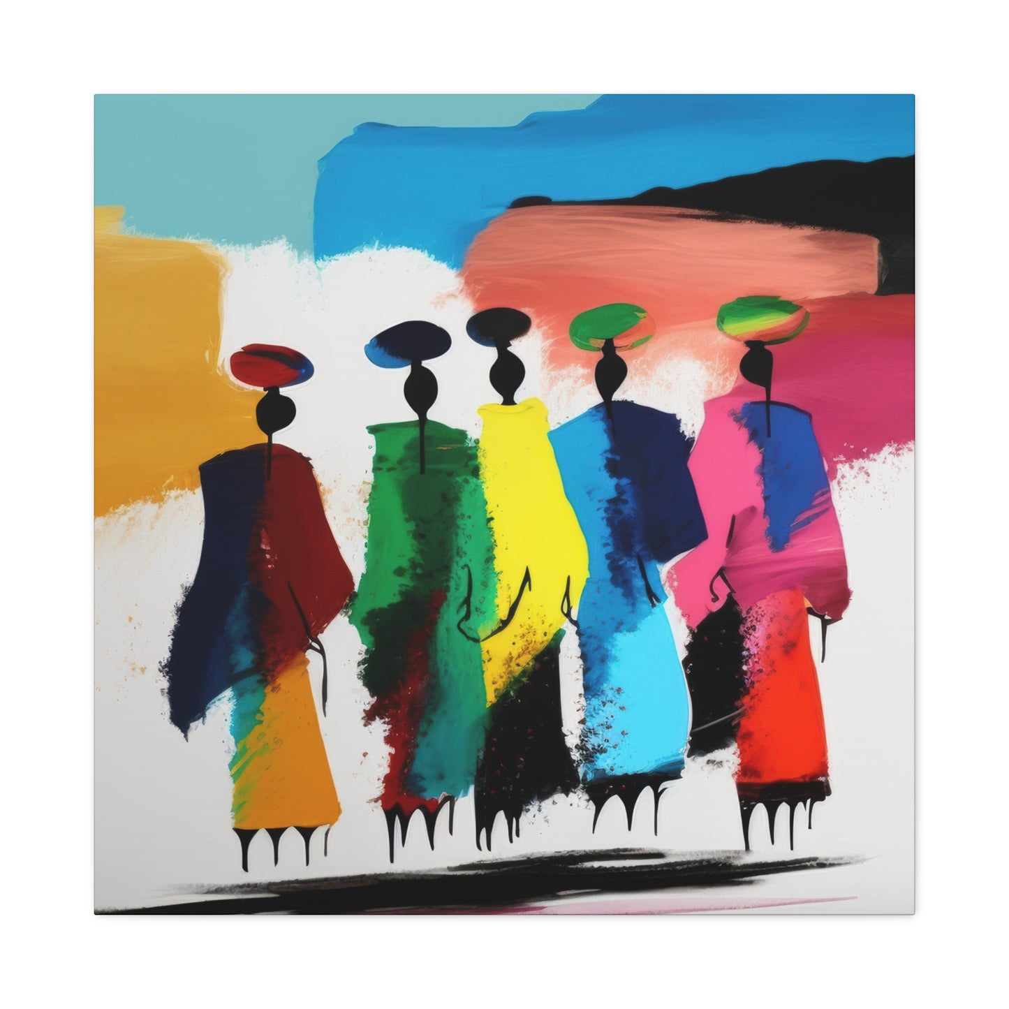 Tableau: Célébration en Mouvement – Art abstrait afro-coloré contemporain
