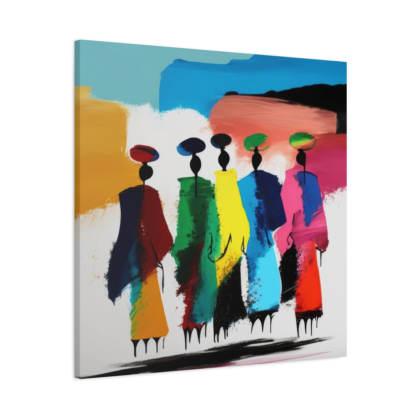 Tableau: Célébration en Mouvement – Art abstrait afro-coloré contemporain