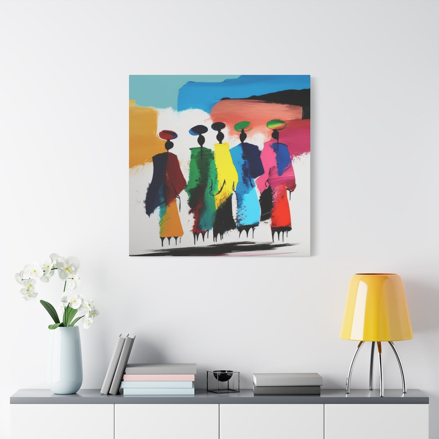 Tableau: Célébration en Mouvement – Art abstrait afro-coloré contemporain