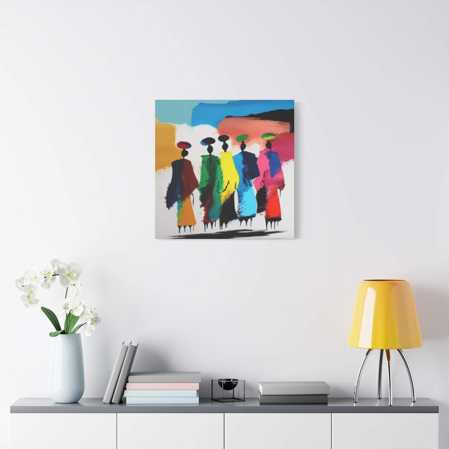 Tableau: Célébration en Mouvement – Art abstrait afro-coloré contemporain