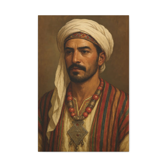 Homme kabyle au regard intense – peinture symbolique amazighe